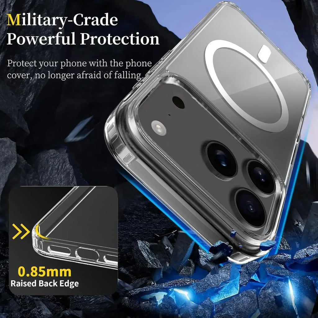 BAPPSUS Magnetic Transparent Phone Case for iPhone 17 Pro / Pro Max / Air | MagSafe Compatible Clear Acrylic Cover