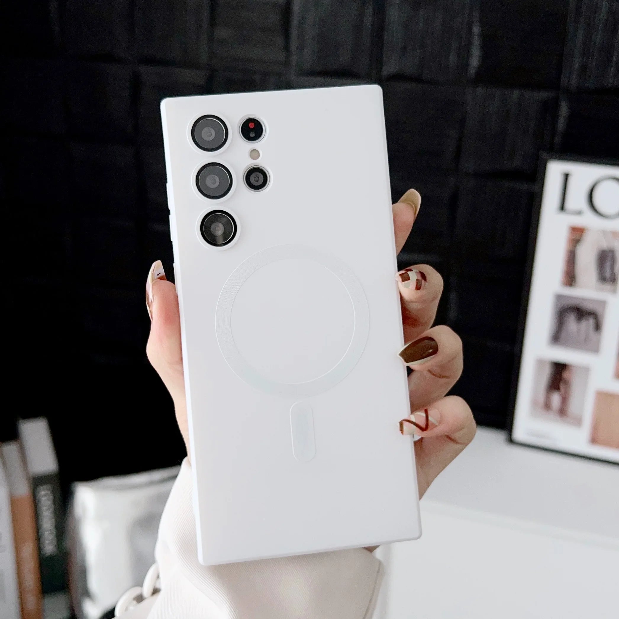 Luxury Magnetic Wireless Charging Matte Case for Samsung Galaxy S22-S25 Ultra | Shockproof Soft Half-Wrapped Cover