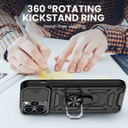 Magnetic Dual-Layer Phone Case with Ring & Kickstand | Anti-Scratch & Dustproof for iPhone