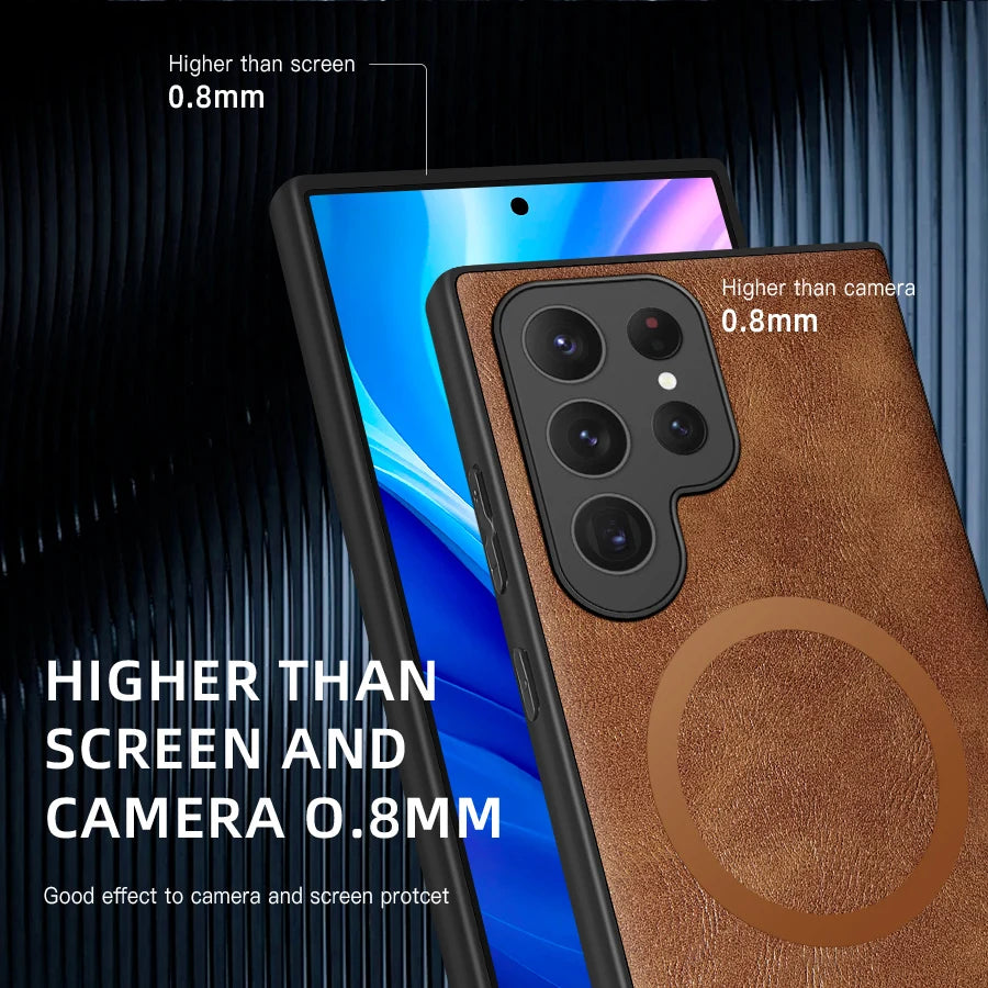 Luxury Leather & Silicone Full-Coverage Case for Samsung Galaxy S23-S24 Series | Shockproof & Waterproof