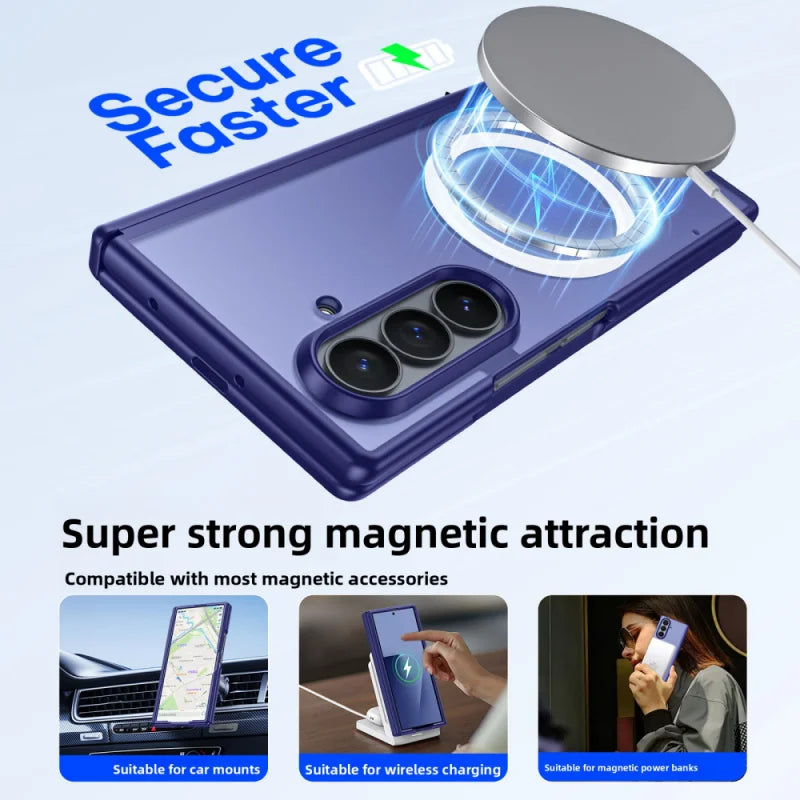 Samsung Galaxy Z Fold 7 Case | Hard Transparent Matte Magnetic Full-Coverage Protective Back Cover