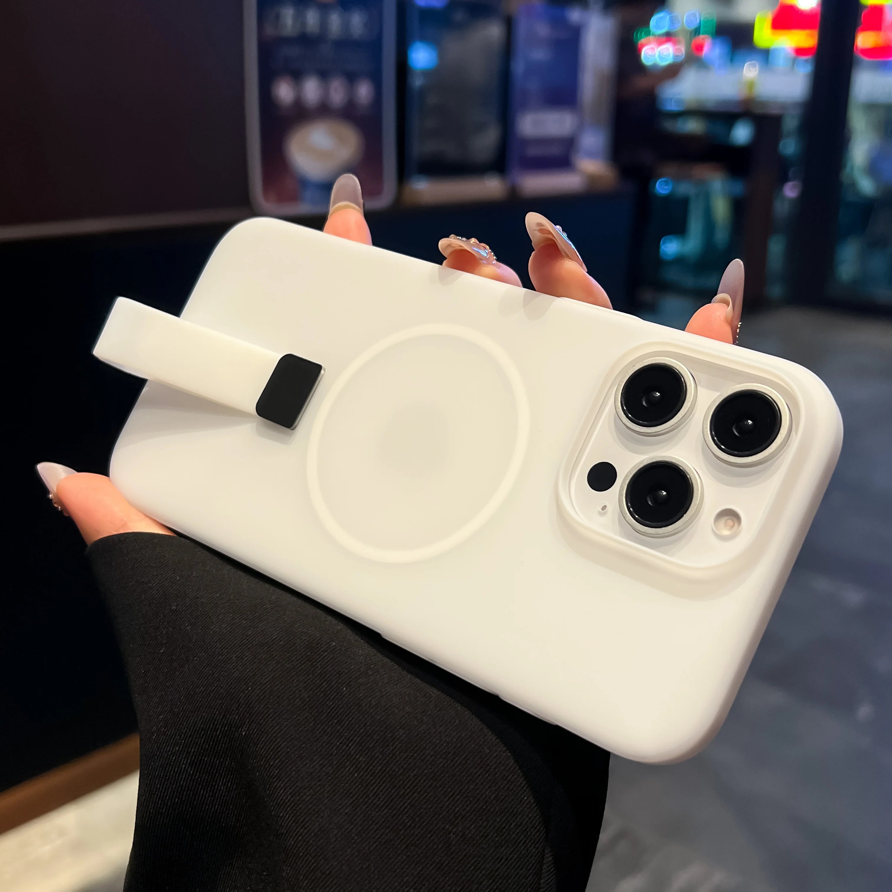 Luxury Candy Wrist Strap Case for iPhone 12–17 Series | MagSafe Compatible Hard PC Protector Cover