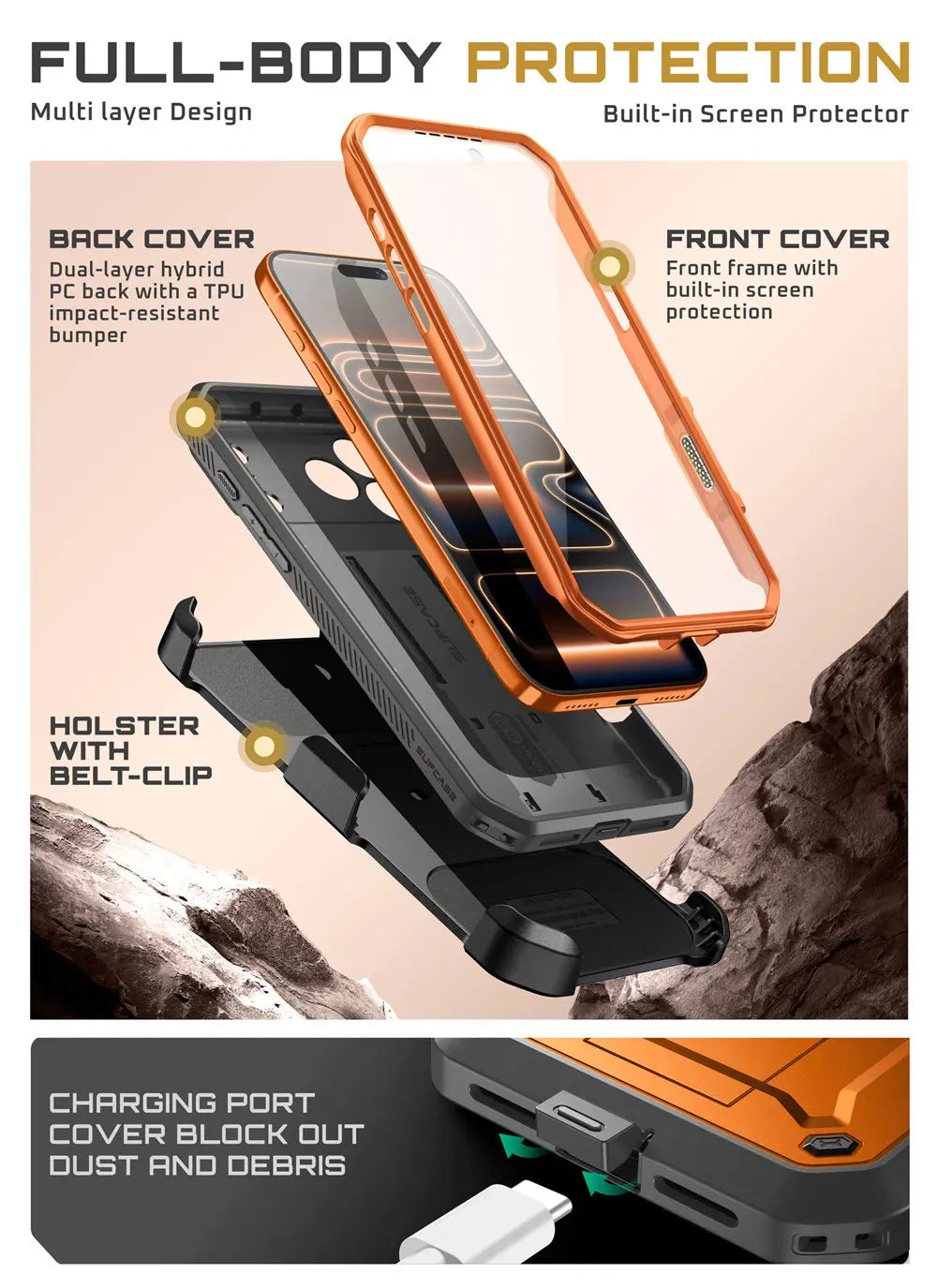 Rugged SUPCASE Full-Coverage iPhone 17 Pro Case | Shockproof with Holster & Kickstand
