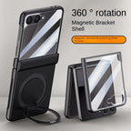 Luxury Full-Coverage Hard Case with Magnetic Ring Stand for Samsung Galaxy Z Flip 7 | Magsafe Compatible