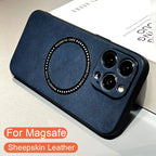 Luxury Sheepskin Magnetic Case for iPhone 11–17 Series | MagSafe Compatible Wireless Charger Cover