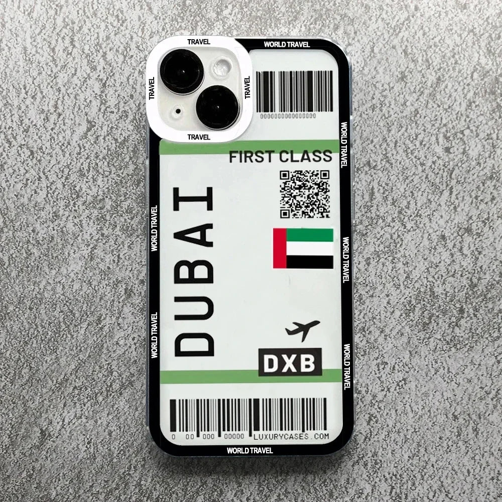 Plane Ticket Travel iPhone Case | Customizable Full-Coverage Shockproof Soft Silicone Cover