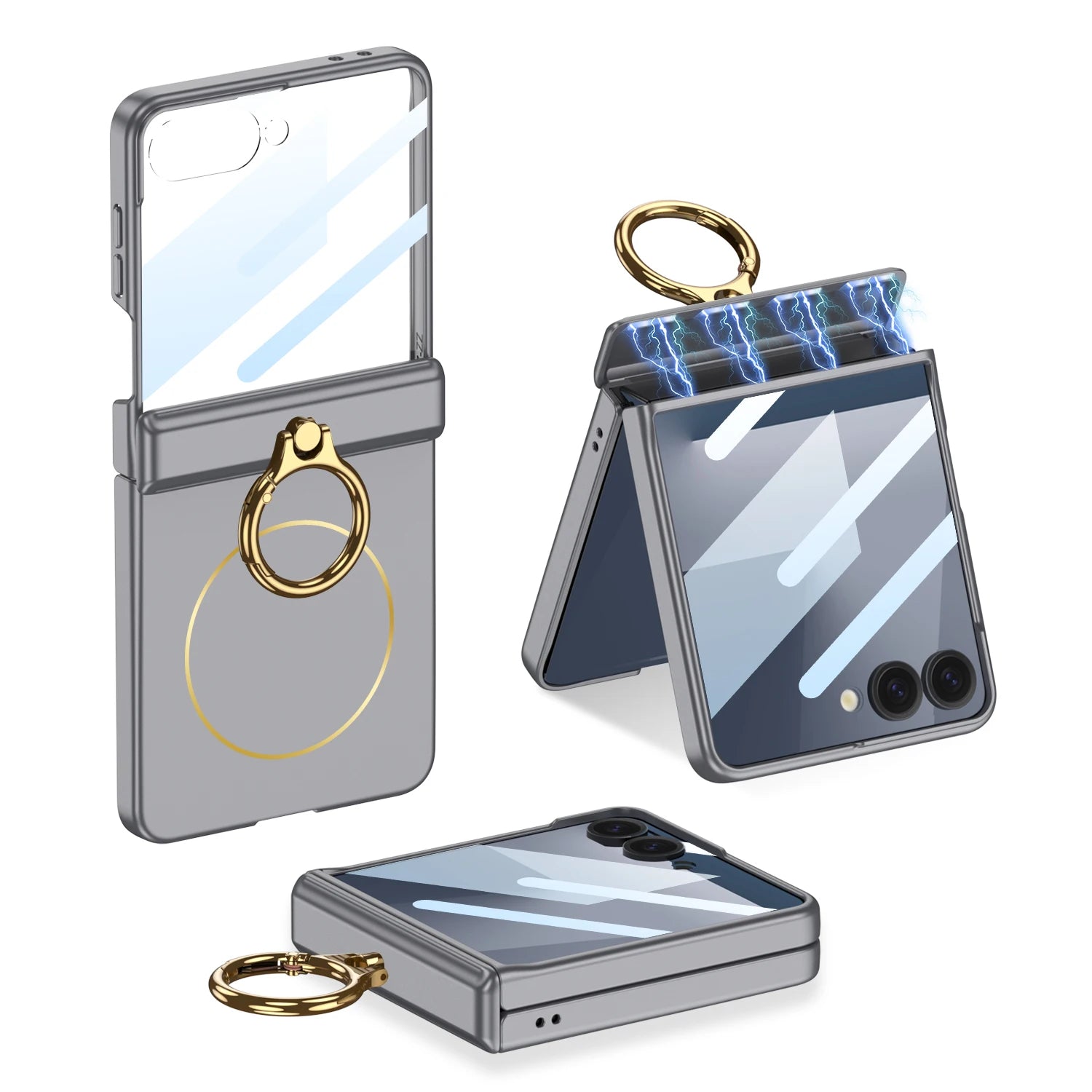 Samsung Galaxy Z Flip 7 Case | Hard Full-Coverage Protective Case with Ring, Middle Hinge & Magnetic Wireless Charging  📱 Short Descriptio