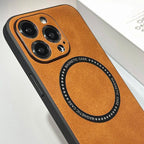 Luxury Sheepskin Magnetic Case for iPhone 11–17 Series | MagSafe Compatible Wireless Charger Cover