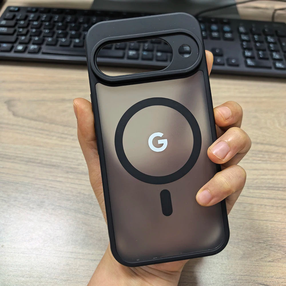 Google Pixel 6 / 6A / 6 Pro / 7 / 7A / 7 Pro / 8 / 8A / 8 Pro / 9 / 9A / 9 Pro / 9 Pro XL / 10 / 10 Pro / 10 Pro XL Case | Transparent TPU + PC Magnetic Wireless Charging Anti-Fall Half-Wrapped Cover