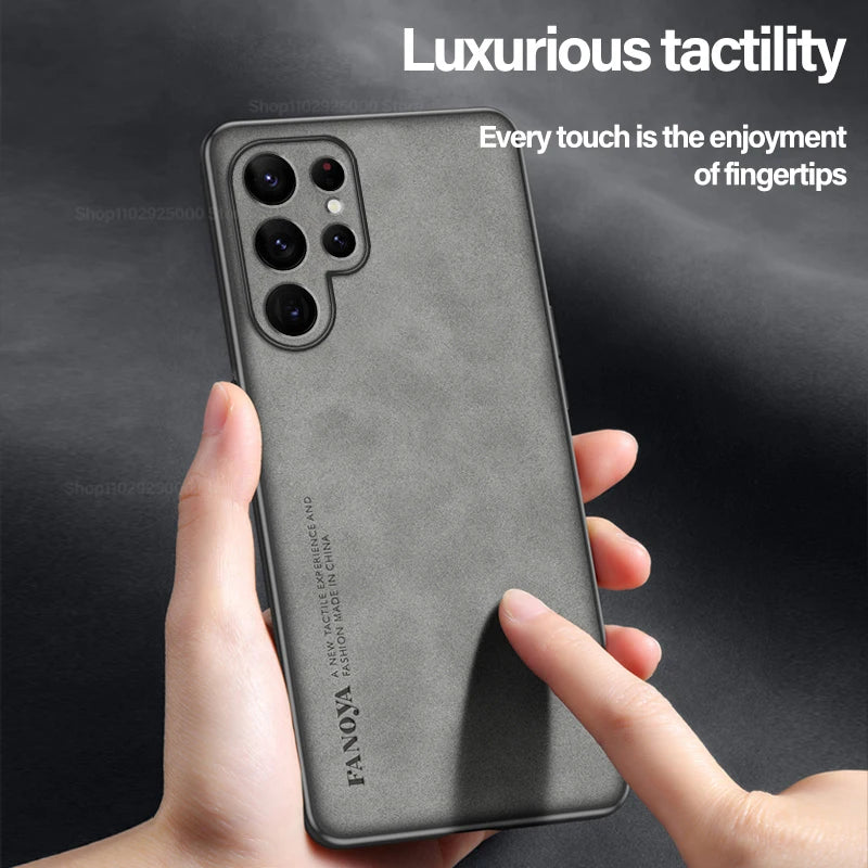 Samsung Galaxy S25/S24/S23 Ultra Plus Case | Luxury Sheepskin Leather Half-Wrapped Case