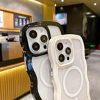 Cute Transparent Magnetic Case for iPhone 11–17 Series | MagSafe Compatible Wave Frame Protection Cover