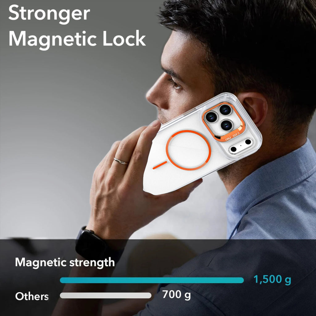 Transparent iPhone Case with Camera Protector & Metal Holder | MagSafe Compatible