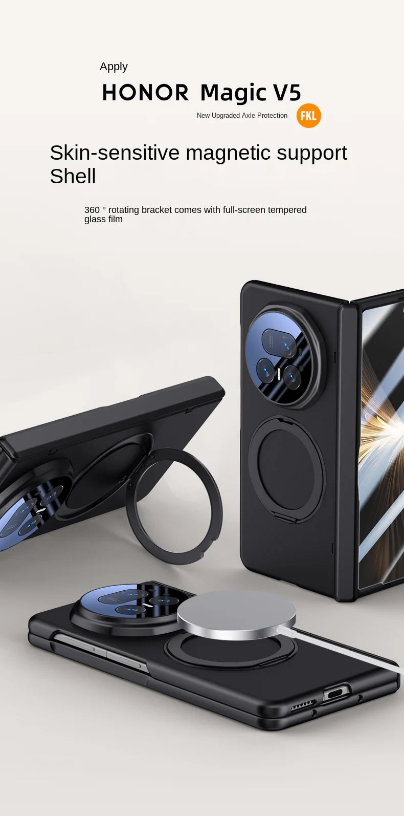 Luxury PU Leather Full-Coverage Case for Samsung Galaxy Z Fold 7 | Magnetic Ring Stand & Magsafe Compatible