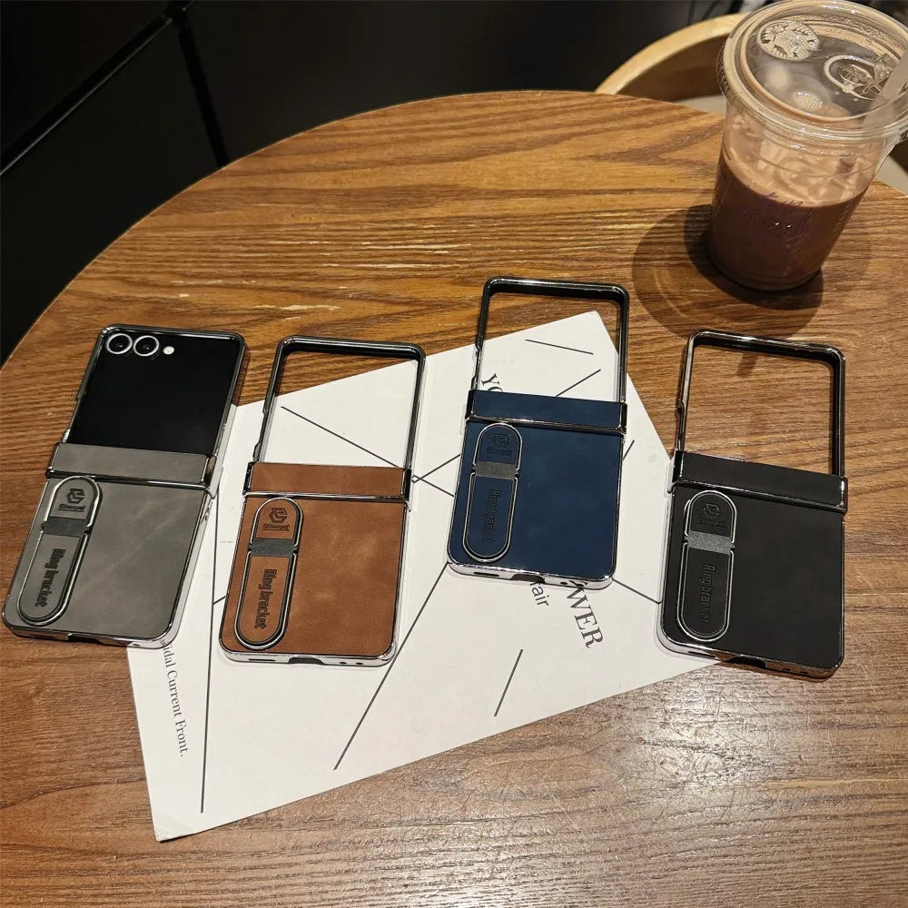 Luxury PU Leather Stand Case for Samsung Galaxy Z Flip 7 | Full-Coverage Protective Back Cover