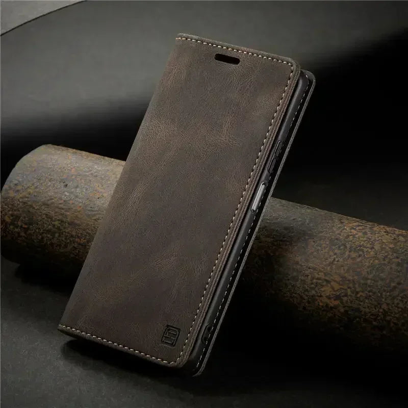 Retro PU Leather Wallet Phone Case | Magnetic Flip, Card & Cash Slot, Shockproof for iPhone