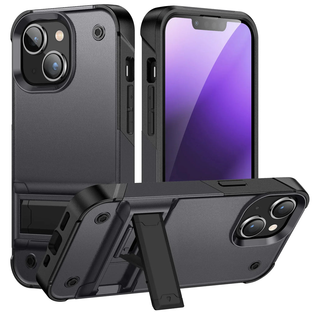 Heavy-Duty Full-Coverage iPhone Case with Kickstand | Dual-Layer, Anti-Scratch & Non-Slip Protection
