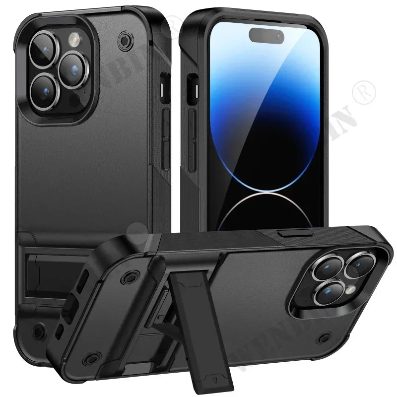 Heavy-Duty Full-Coverage iPhone Case with Kickstand | Dual-Layer, Anti-Scratch & Non-Slip Protection