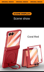 Luxury Full-Coverage Hard Case with Magnetic Ring Stand for Samsung Galaxy Z Flip 7 | Magsafe Compatible