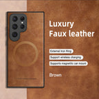 Classic Leather Case for Samsung S21-S25 Series | Magnetic Charging Compatible Protector