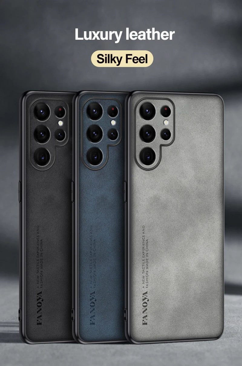 Samsung Galaxy S25/S24/S23 Ultra Plus Case | Luxury Sheepskin Leather Half-Wrapped Case