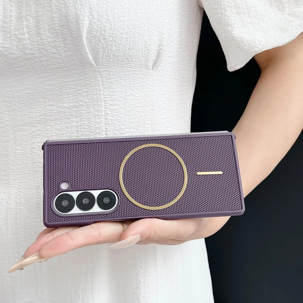 Samsung Galaxy Z Fold 7 Case | Luxury PU Matte Full-Coverage Magnetic Wireless Charging Protective Cover