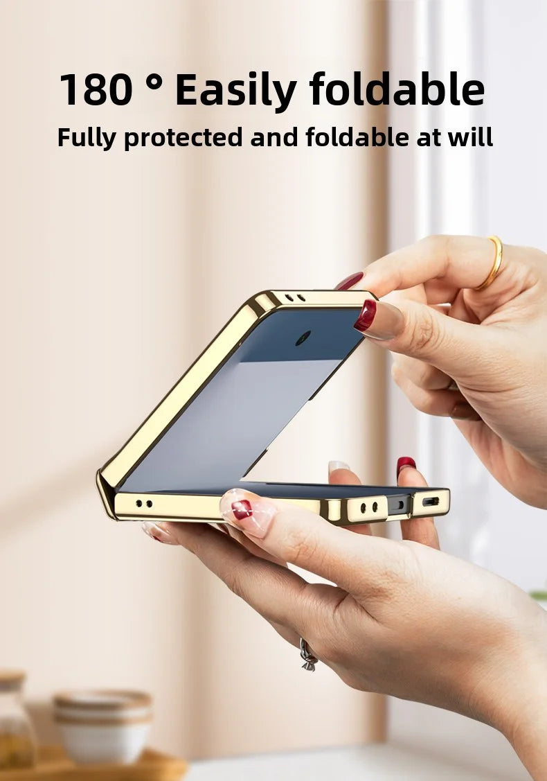 Samsung Galaxy Z Flip 7 Case | Luxury PU Leather Magnetic Full-Coverage Protective Back Cover