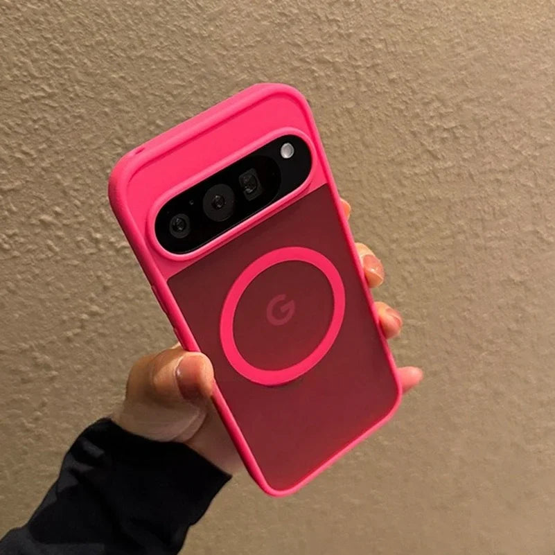 Google Pixel 9A / 9 Pro XL / 10 / 10 Pro Case | Transparent Magnetic MagSafe Wireless Charging Slim Matte Cover with Stand Holder