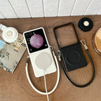 Samsung Galaxy Z Flip 7 Case | Luxury PU Leather Lanyard Magnetic Full-Coverage Protective Case