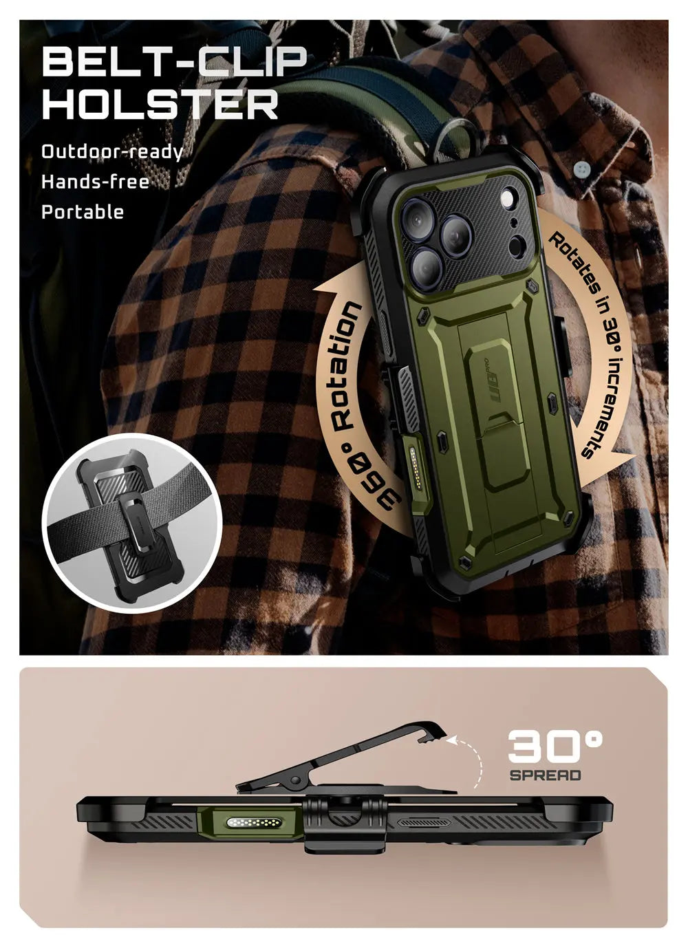 Rugged SUPCASE Full-Coverage iPhone 17 Pro Case | Shockproof with Holster & Kickstand