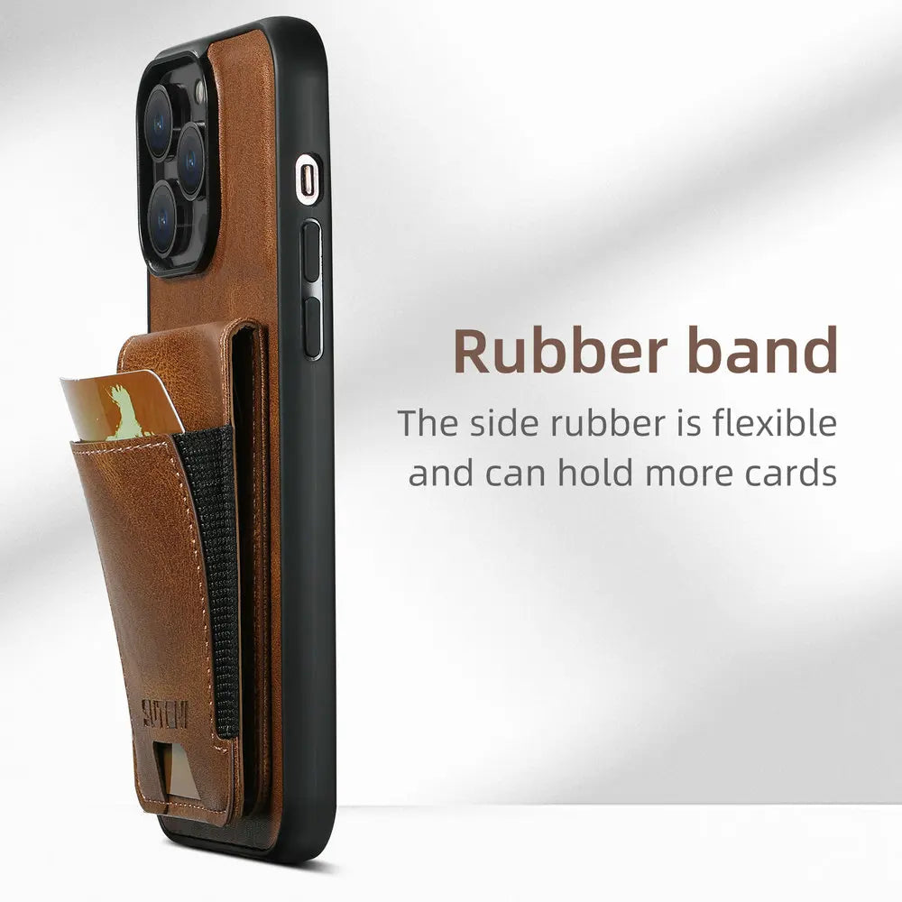 Magnetic Flip Wallet Phone Case with Card & Cash Slots | Kickstand & Shockproof for iPhone 16 Series