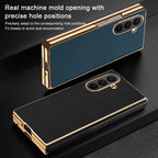 Samsung Galaxy Z Fold 7 Case | Luxury PU Leather Full-Coverage Protective Back Cover with Plated Finish
