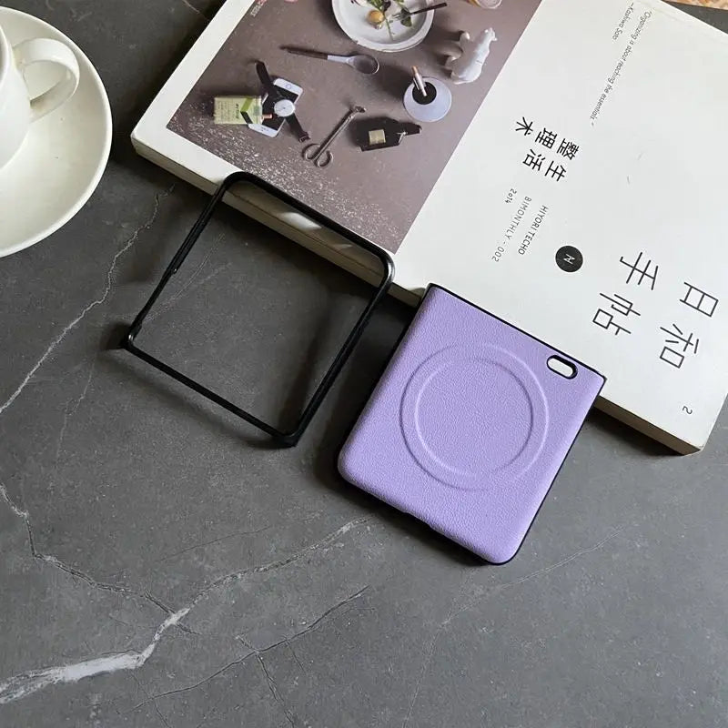 Luxury PU Leather Case for Samsung Galaxy Z Flip 7 | Magnetic & Wireless Charging Compatible