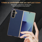 Samsung Galaxy Z Fold 7 Case | Luxury PU Leather Full-Coverage Protective Back Cover with Plated Finish