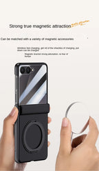 Luxury Full-Coverage Hard Case with Magnetic Ring Stand for Samsung Galaxy Z Flip 7 | Magsafe Compatible