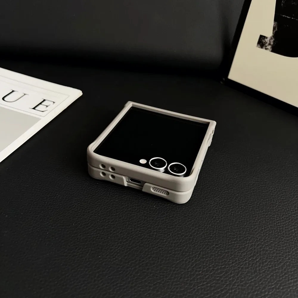 Samsung Galaxy Z Flip 7 Case | Hard Carbon Fiber Magnetic Ring Stand Full-Coverage Protective Case