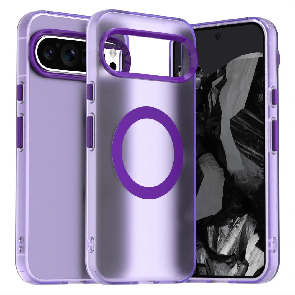Google Pixel 8 / 8A / 8 Pro / 9 / 9A / 9 Pro XL Case | Matte Clear Magnetic MagSafe Shockproof Frosted Armor Cover