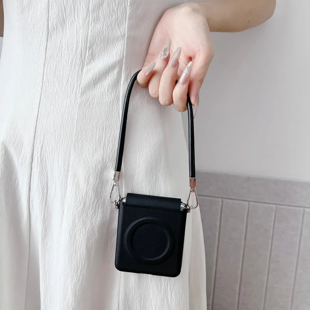 Samsung Galaxy Z Flip 7 Case | Luxury PU Leather Lanyard Magnetic Full-Coverage Protective Case