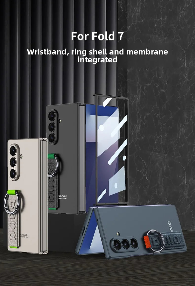 Samsung Galaxy Z Fold 7 Case | Hard Full-Coverage Protective Back Cover with Wrist Strap