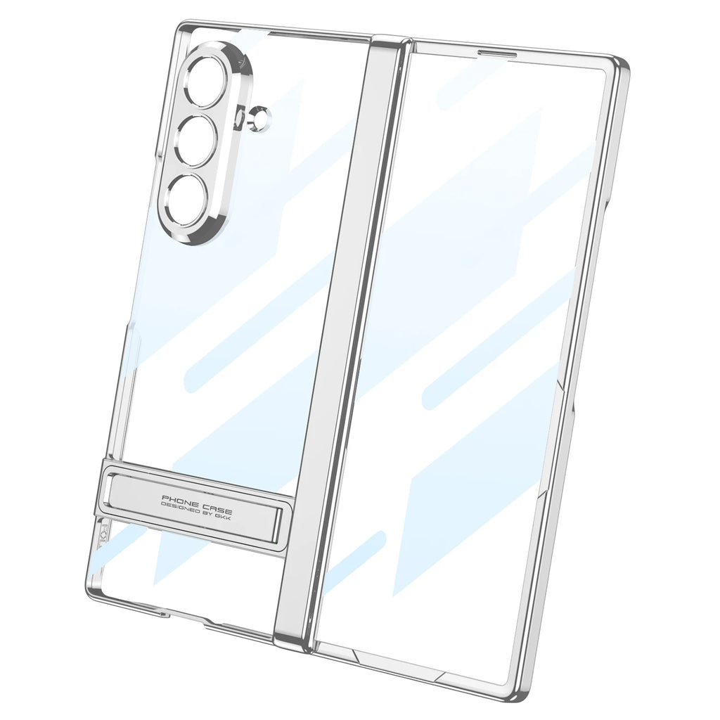 Samsung Galaxy Z Fold 7 Case | Hard Transparent Full-Coverage Protective Case with Stand and Middle Hinge