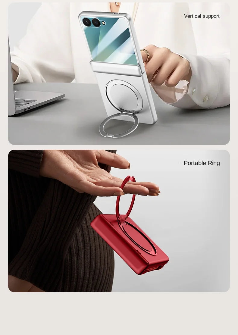 Luxury Full-Coverage Hard Case with Magnetic Ring Stand for Samsung Galaxy Z Flip 7 | Magsafe Compatible