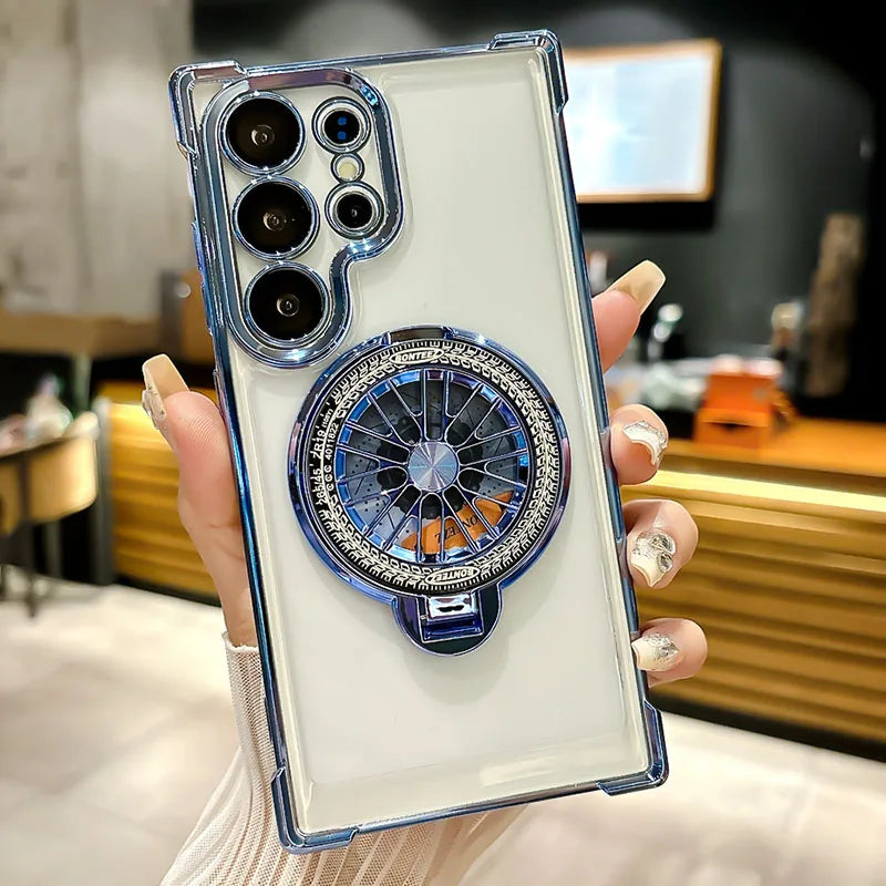 Luxury Magnetic Shockproof Half-Wrapped Case with Ring & Holder | Compatible with Samsung S20-S25 Series