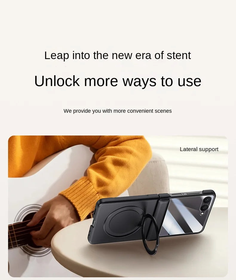 Luxury Full-Coverage Hard Case with Magnetic Ring Stand for Samsung Galaxy Z Flip 7 | Magsafe Compatible