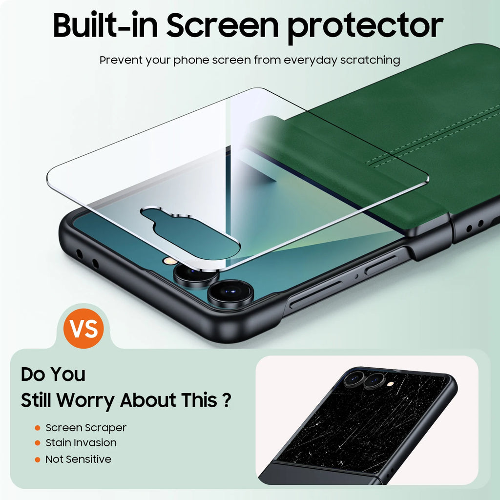 Samsung Galaxy Z Flip 7 Case | Luxury PU Leather Full-Coverage Protective Back Cover