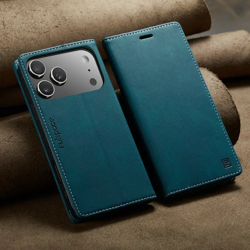 Retro PU Leather Wallet Phone Case | Magnetic Flip, Card & Cash Slot, Shockproof for iPhone