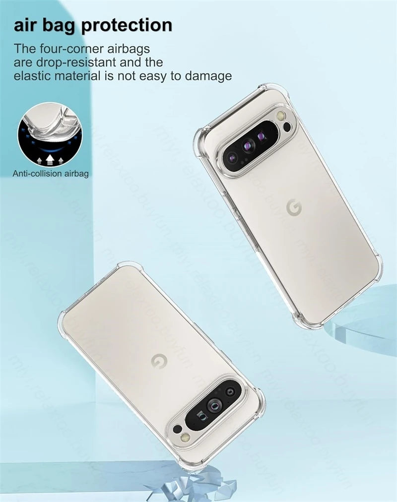 Google Pixel 9 / 9 Pro / 9 Pro XL / 9A / 10 / 10 Pro / 10 Pro XL Case | Clear Slim Soft TPU Half-Wrapped Protective Cover