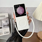 Samsung Galaxy Z Flip 7 Case | Luxury PU Leather Lanyard Magnetic Full-Coverage Protective Case