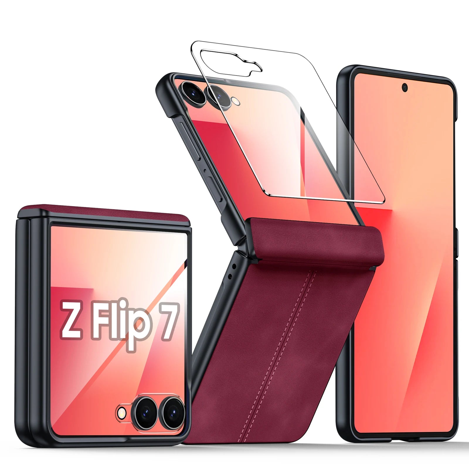 Samsung Galaxy Z Flip 7 Case | Luxury PU Leather Full-Coverage Protective Back Cover