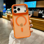 Translucent Matte Magnetic Case for iPhone 11–17 Series | MagSafe Compatible Camera Protector & Metal Stand Cover