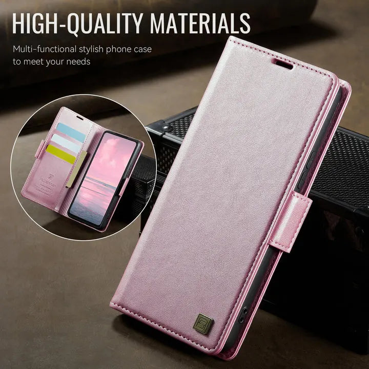 Luxury Magnetic PU Leather Wallet Case with Card & Cash Slots | Shockproof Flip Cover for iPhone