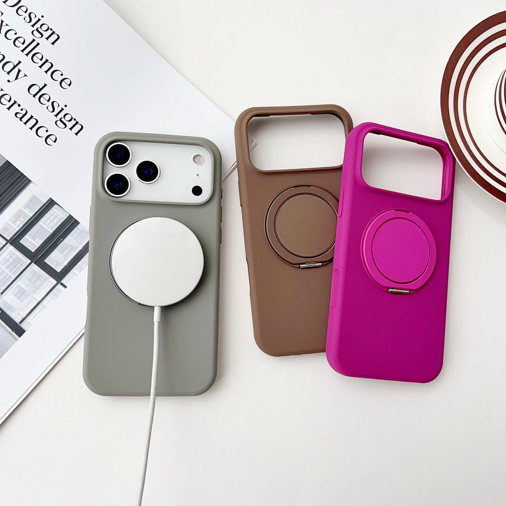 Liquid Silicone Ring Bracket iPhone Case | MagSafe Wireless Charging Compatible